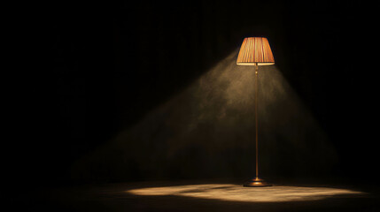 Poster - Warm ambient lighting from a vintage floor lamp in a minimalist setting