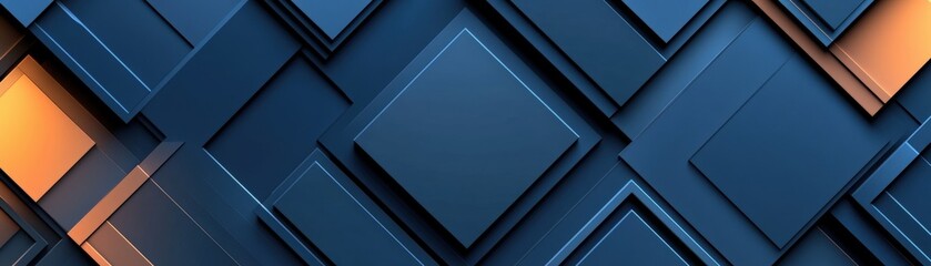 Fototapete - Abstract 3d background with blue and orange shapes in modern design for digital art projects
