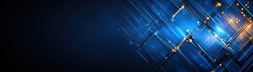 Poster - Abstract blue background with glowing lines and light effects for digital and graphic design projects