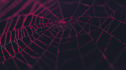 Poster - Intricate spiderweb background with fine dust particles in low light