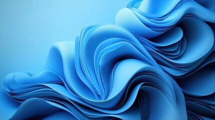 Poster - Abstract blue background featuring flowing paper with a photo overlay for creative design concepts