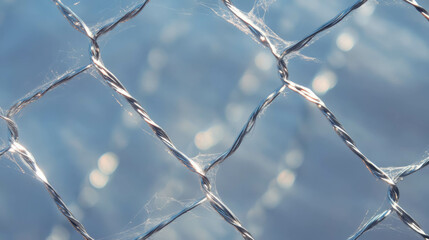 Poster - Intricate spiderweb on metallic surface with soft background blur
