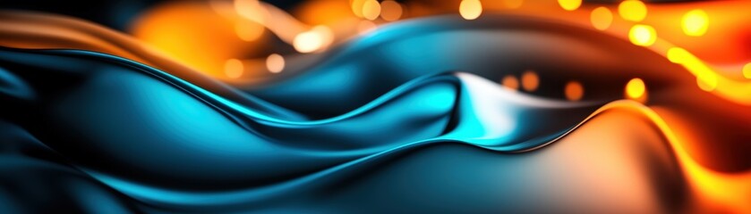 Poster - abstract background featuring blue and orange waves with a soft gradient and smooth flowing design e