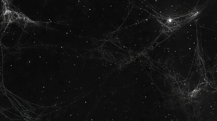 Poster - Intricate spiderweb with morning dew water droplets against dark background