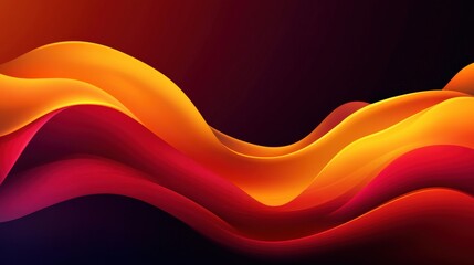 Poster - abstract vibrant waves of orange and red flowing across a dark background, creating dynamic energy