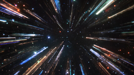 Poster - Cosmic burst of star light with sharp highlights and luminous trails