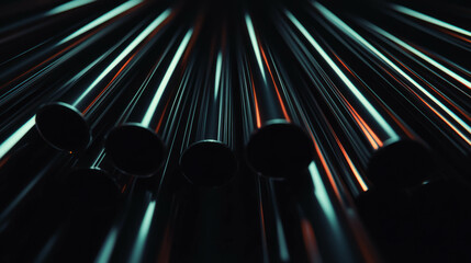 Aufkleber - Industrial steel pipe background with dark grey tones for design projects