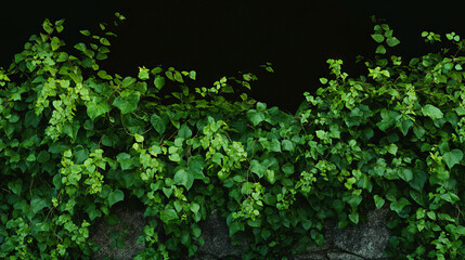 Poster - Lush green ivy climbing stone wall for nature inspired design and decor