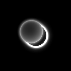 Wall Mural - Solar or moon eclipse with white blur light, vector realistic partial planet eclipse in dark universe, space planet glow
