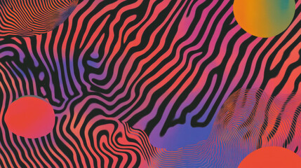 Poster - Vibrant abstract background with striped patterns and colorful shapes for creative design