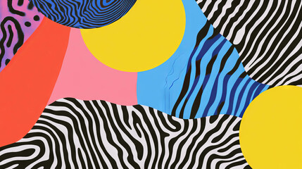 Poster - Vibrant abstract background with colorful stripes and geometric patterns for creative design