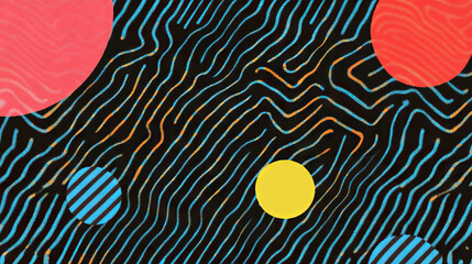Poster - Vibrant abstract background with striped patterns and zigzag lines for decorative design
