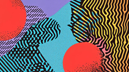 Poster - Vibrant abstract background with striped and zigzag patterns for creative design