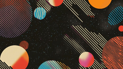Poster - Abstract geometric background with striped patterns and vibrant shapes for modern design