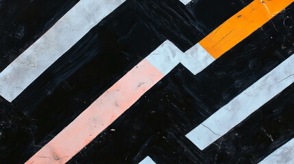 Poster - Abstract geometric art with striped patterns and zigzag lines for design