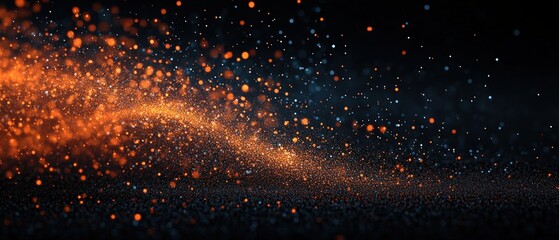 Poster - Abstract composition of orange and black lights on a dark background with photo effect