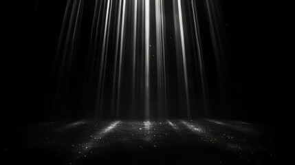Poster - Radiant light pillars creating an ethereal atmosphere in a dark space
