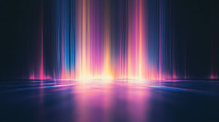 Poster - Vibrant light pillars on ocean waters reflecting radiant sunrise