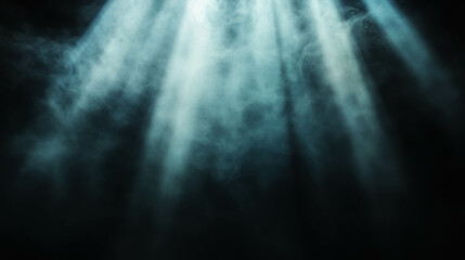 Poster - Mystical sunlight beams illuminating fog for atmospheric backgrounds
