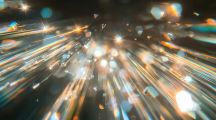 Poster - Sunlight reflection on crystal facets creating vibrant light beams for design