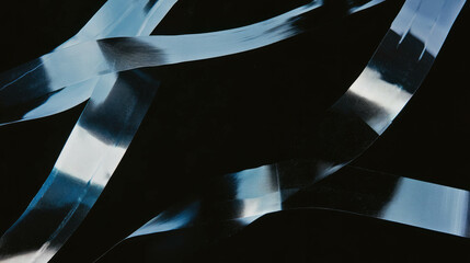 Poster - Abstract geometric design with tape strips on black background for modern decor