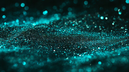 Poster - Teal bokeh background with cool blue green color for elegant designs