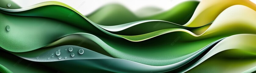 Fototapete - Abstract green wave background with light effects and smooth flowing design for digital art or presentations
