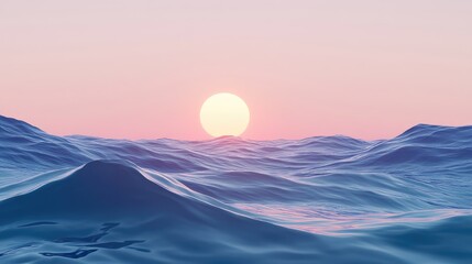 Wall Mural - serene sunset over tranquil ocean waves with soft horizon glow