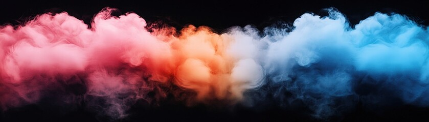 Poster - Colorful smoke swirls on a black background creating a dynamic visual effect