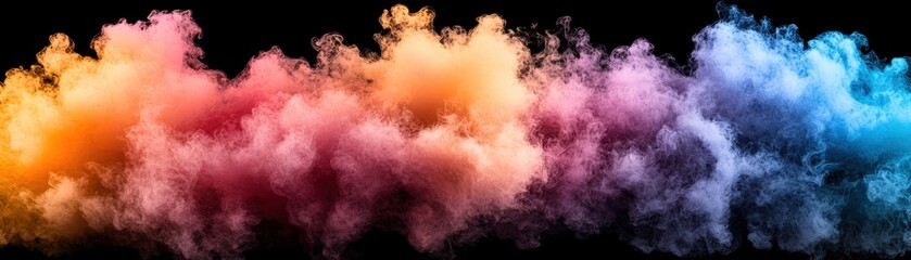 Poster - Colorful smoke cloud on a black background creating an abstract artistic visual effect