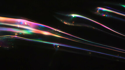 Poster - Abstract iridescent soap streaks against a dark background