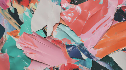 Poster - Abstract torn paper background with overlapping colorful layers for creative design