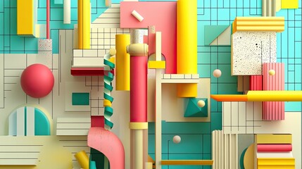 Poster - Colorful Abstract Shapes and Patterns in Geometric Design Elements