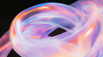 Poster - Flowing translucent smoke rings on black background for modern design concepts