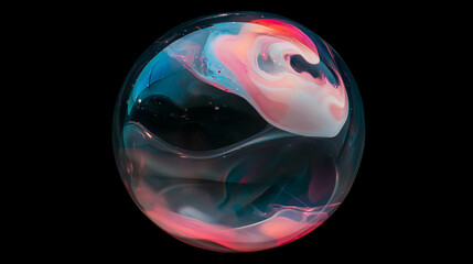 Aufkleber - Abstract background of transparent spheres with colorful swirls in motion