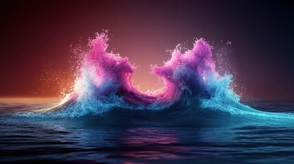 Poster - Two splashes of water on a dark background creating dynamic and energetic visual effects
