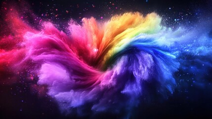 Poster - Vibrant colored powder explosion creating a dynamic and colorful abstract background for photography
