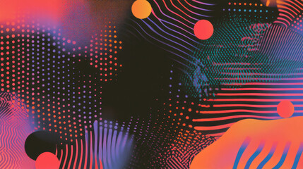 Poster - Colorful abstract design with wavy lines and polka dots for modern backgrounds