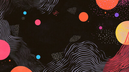 Poster - Abstract background with wavy lines, squiggles, and colorful dots for creative design