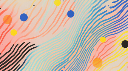 Poster - Abstract background with wavy lines, colorful squiggles, and dots for artistic design