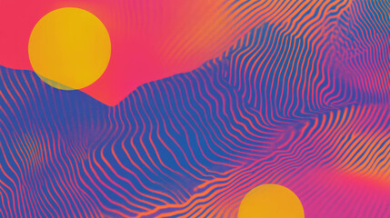 Poster - Vibrant abstract background with wavy lines and geometric shapes for modern design