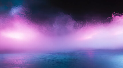 Poster - Ethereal pink and white light with misty atmosphere and reflective water