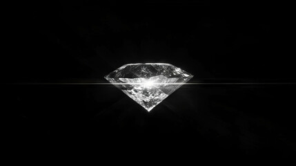 Poster - Illuminated diamond with white light reflection on dark background
