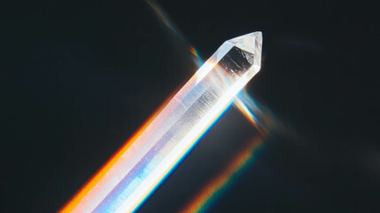 Poster - Light refraction through crystal prism creating colorful rainbow effect