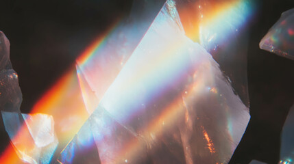 Poster - Captivating refraction of white light through crystal prisms creating rainbow spectrums