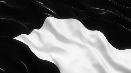Poster - Monochromatic flowing fabric with white and black textured waves