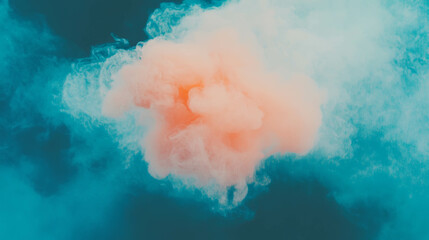 Poster - Wispy orange smoke against a soft diffused backdrop for creative design