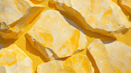 Poster - Warm yellow stone wall texture for design and background projects