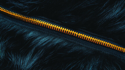 Aufkleber - Luxurious fur texture with metallic zipper for fashion and design concepts