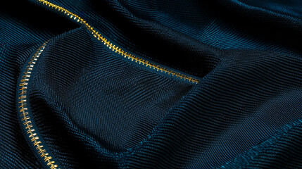 Poster - Elegant zipper pattern on textured fabric for creative design and fashion projects
